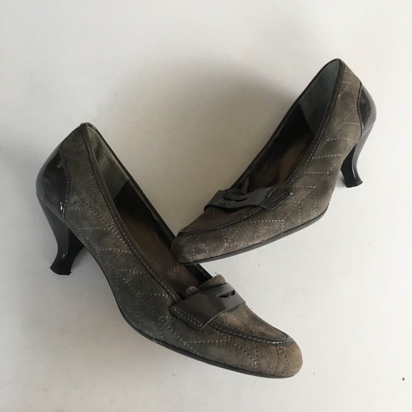Franco Sarto‎ quilted suede loafers Kitten Heels Womens Size 7.5 Slip On - Picture 1 of 6